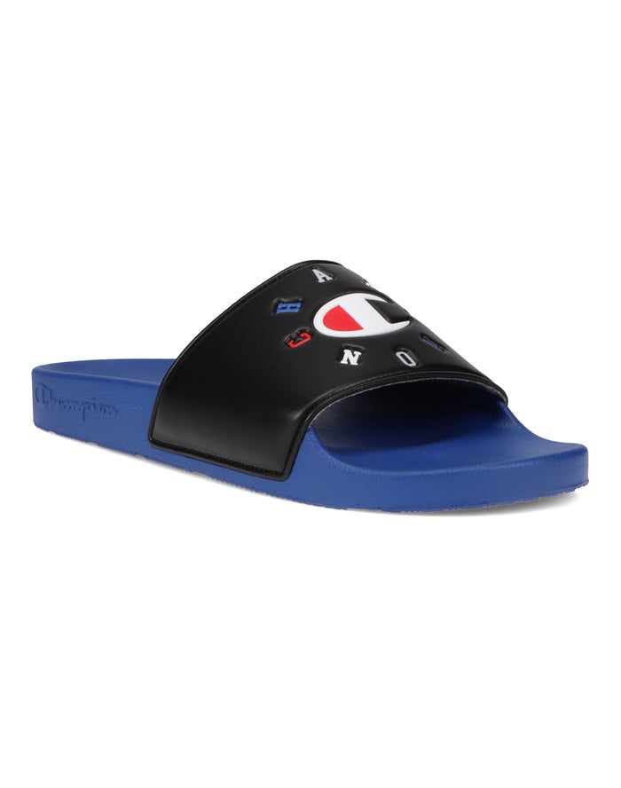 Champion Mens Slides NZ - Ipo Blue/Black ( 8169-NKQRZ )